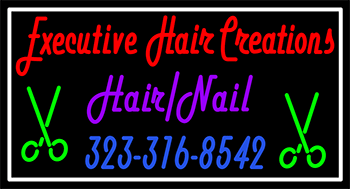 Custom Executive Hair Creations Hair Nail Scissors Neon Sign 3