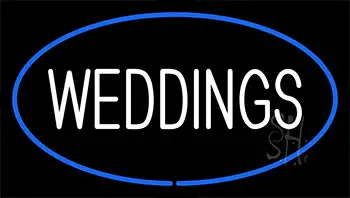 Weddings White Blue LED Neon Sign
