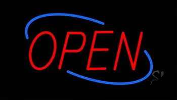 Open Red Letters With Blue Border LED Neon Sign