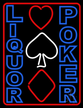 Blue Liquor Poker LED Neon Sign