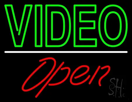 Green Video Open LED Neon Sign
