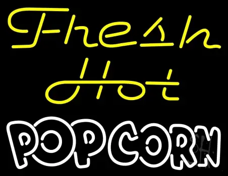 Yellow Fresh Hot White Popcorn LED Neon Sign