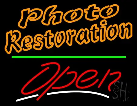 Orange Photo Restoration With Open 3 LED Neon Sign
