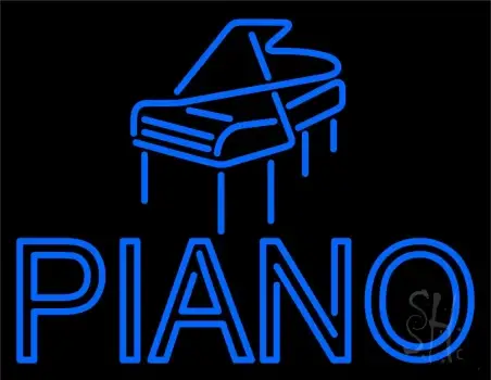 Blue Piano With Logo LED Neon Sign