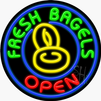 Fresh Bagels Open Neon Sign