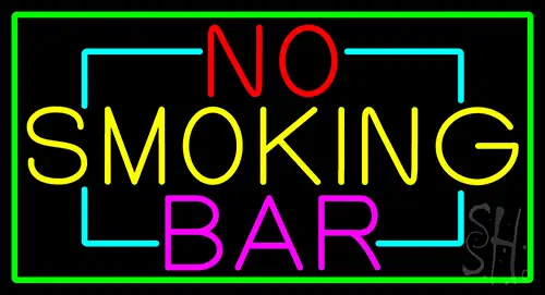 No Smoking Bar With Green Border LED Neon Sign