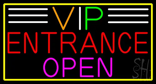 Vip Entrance Open Yellow Border LED Neon Sign