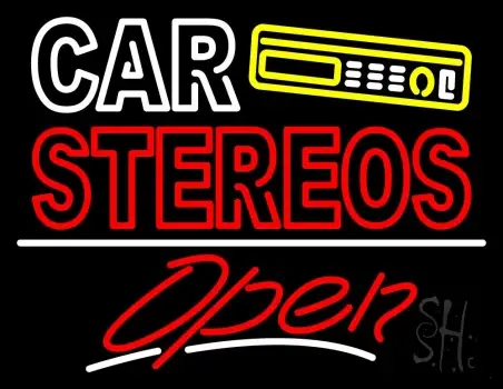 Double Stroke Car Stereos Open LED Neon Sign