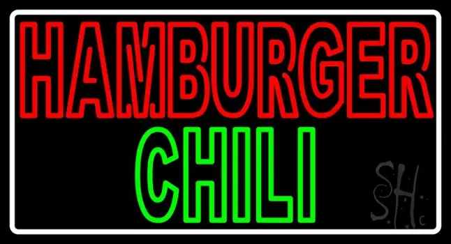 Double Stroke Hamburger Chili With Border LED Neon Sign
