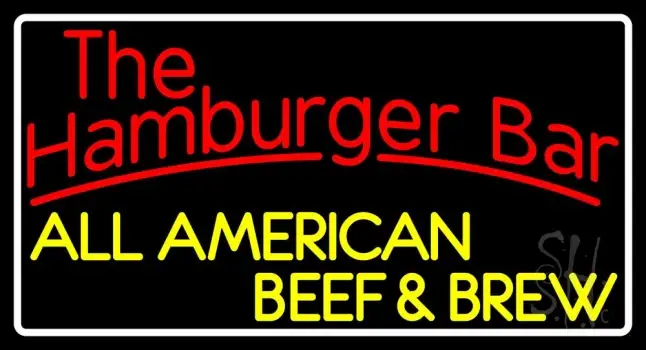The Hamburger Bar White Border LED Neon Sign