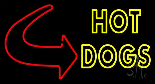 Double Stroke Hot Dogs With Arrow LED Neon Sign