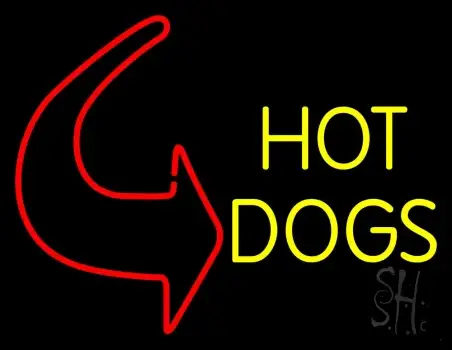 Hot Dogs With Arrow LED Neon Sign
