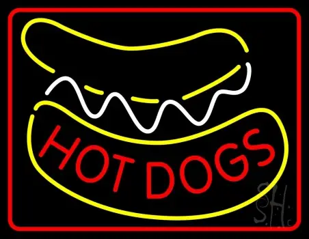 Red Border Hot Dogs LED Neon Sign
