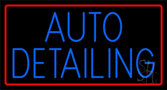 Auto  Detailing With Red Border LED Neon Sign
