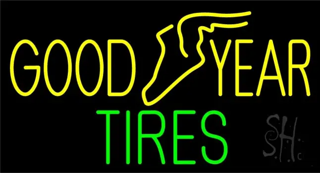 Yellow Goodyear Tires LED Neon Sign