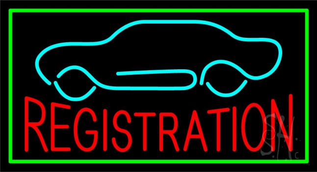Red Registration Car Logo Green Border LED Neon Sign