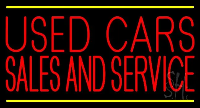 Red Used Cars Sales And Service Yellow Line LED Neon Sign