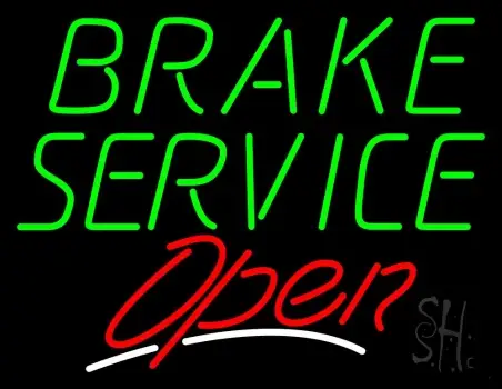 Green Brake Service Open LED Neon Sign