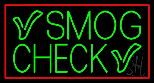 Green Smog Check With Red Border LED Neon Sign