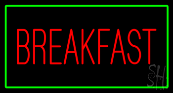 Red Breakfast with Green Border Animated LED Neon Sign