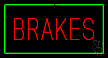 Brakes Green Rectangle LED Neon Sign
