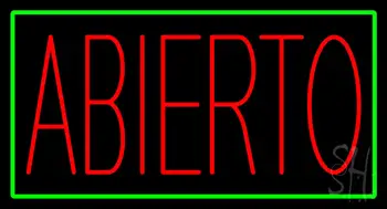 Red Abierto with Green Border Neon Sign