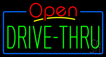 Red Open Green Drive-Thru Neon Sign