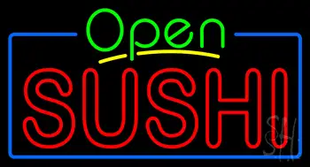 Open Double Stroke Green Sushi Neon Sign