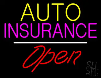 Auto Insurance Open White Line LED Neon Sign