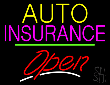 Auto Insurance Open Yellow Line LED Neon Sign