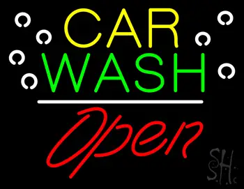 Car Wash Open White Line LED Neon Sign