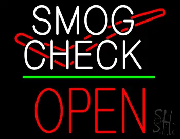 Smog Check Logo Open Block Green Line LED Neon Sign