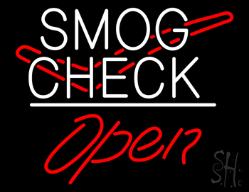 Smog Check Logo Open White Line LED Neon Sign