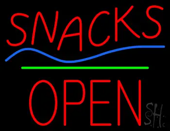 Snacks Block Open Green Line LED Neon Sign