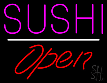 Pink Sushi Open Red White Line LED Neon Sign