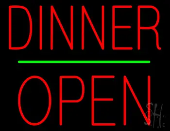 Dinner Block Open Green Line LED Neon Sign