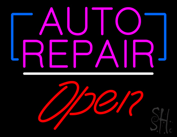 Auto Repair Open White Line LED Neon Sign