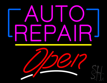 Auto Repair Open Yellow Line LED Neon Sign