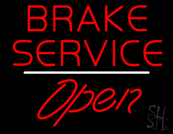 Brake Service Open White Line LED Neon Sign