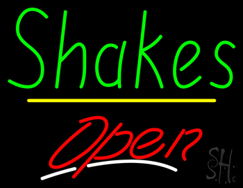 Shakes Open Yellow Line LED Neon Sign