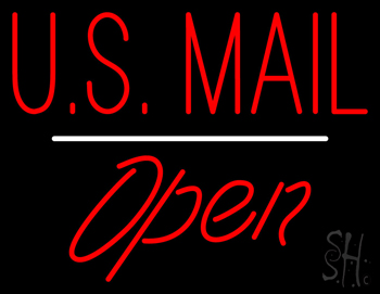 US Mail Script1 Open White Line LED Neon Sign