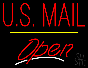 US Mail Script2 Open Yellow Line LED Neon Sign