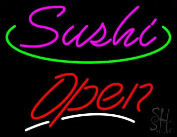 Pink Sushi Green Line Open LED Neon Sign