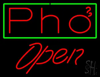 Red Pho with Green Border Open LED Neon Sign