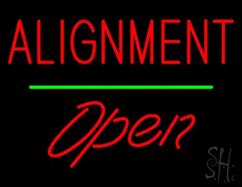 Alignment Open Green Line LED Neon Sign