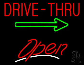 Drive-Thru Open White Line LED Neon Sign