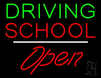 Driving School Open White Line LED Neon Sign