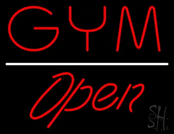 GYM Script1 Open White Line LED Neon Sign