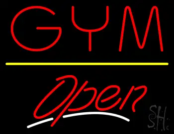 GYM Script2 Open Yellow Line LED Neon Sign