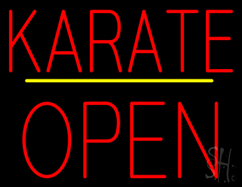 Karate Block Open Yellow Line LED Neon Sign